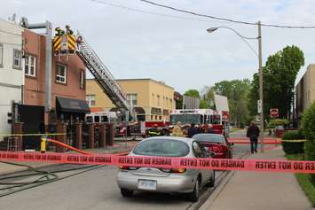 Fire officials are investigating a fire at a restaurant at the corner of Erie St. E and Marentette Ave. in Windsor May 21, 2015.  (Photo by Adelle Loiselle)
