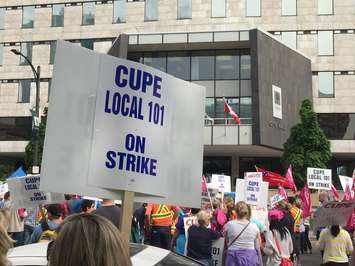 City workers protest in front on London's City Hall. May 25, 2015. Photo by Ashton Patis. 
