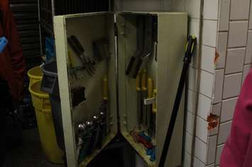 Knives and other kitchen utensils were kept under lock and key at the Windsor Jail. (Photo by Maureen Revait)