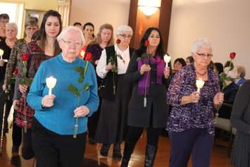 A ceremony remembering the 14 women killed in the Montreal Massacre was held in Chatham on December 6, 2014. (Photo by Jason Viau)