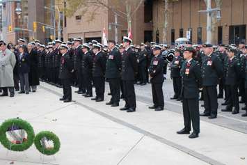 Hundreds gather at Windsor's cenotaph during a Remembrance Day ceremony on November 9, 2014. (Photo by Jason Viau)