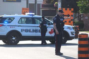 Windsor block off area of Pillette Rd. and Wyandotte St. E before arresting a gunman, June 1, 2016. (Photo by Jason Viau)