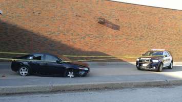 A staged crash in front of Great Lakes Secondary as part of Impact Day. May 17, 2018. (Photo by Colin Gowdy, BlackburnNews)