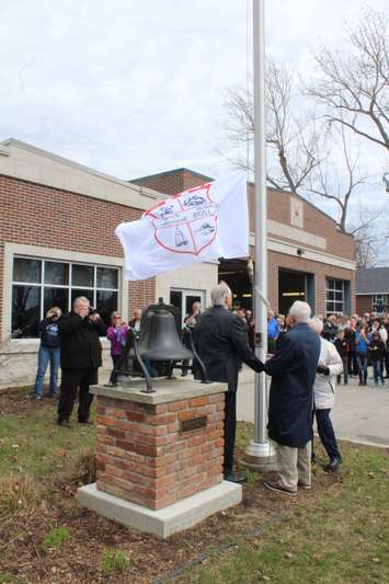 Flag raising to celebrate Erieau's 100th anniversary. April 5, 2017. (Photo by Natalia Vega)