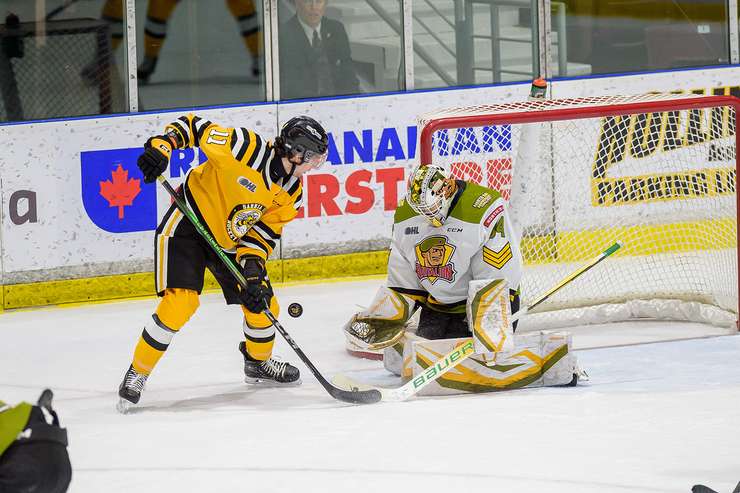 Sarnia Sting host North Bay Battalion, February 25,2024. (Photo by Metcalfe Photography)