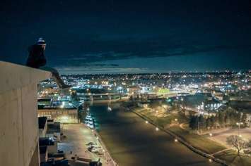 Picture of unknown individual seemingly trespassing on construction site in downtown Chatham.  (Photo submitted to BlackburnNews.com) 