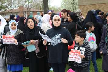 Protesters demonstrate against Ontario's new sex education curriculum outside Northwood Public School May 5, 2015.  (Photo by Adelle Loiselle)