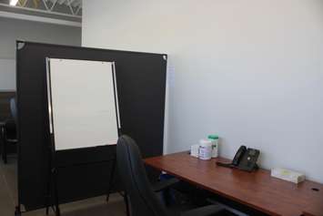 Safepoint safe consumption site private consultation area, April 19, 2023. (Photo by Maureen Revait) 