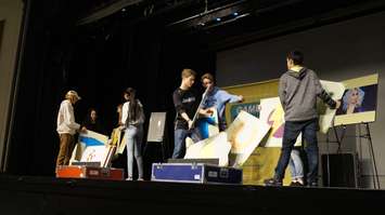 Students at Great Lakes playing a game during a Game Brain presentation. November 21, 2018. (Photo by Colin Gowdy, BlackburnNews)