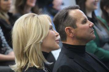 Philanthropists Barry and Stephanie Zekleman at the groundbreaking of St. Clair College's new sports complex on February 1, 2019. Photo by Mark Brown/Blackburn News.