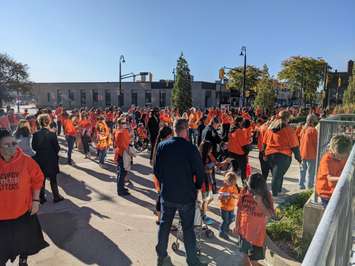 Community members gather outside City Hall ahead of the Every Child Matters March. Sepember 30, 2021. (Photo by Natalia Vega.)