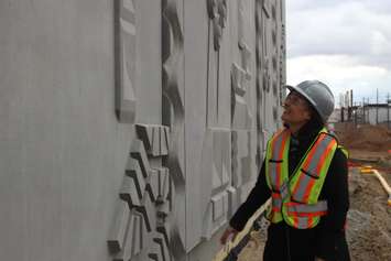 Artist Sara Graham at the unveiling of the art installation 