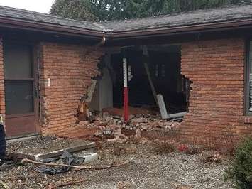 Vehicle Drives Through Modeland Rd. Home Dec 5, 2016. Photo courtesy of Sarnia Police Service. 