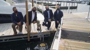 (From left to right) Boating Ontario CEO Rick Layzell, Pollution Probe CEO Chris Hilkene, NOVA VP Rob Thompson, and Council of the Great Lakes President and CEO  Mark Fisher. 16 September 2020. (BlackburnNews.com photo by Colin Gowdy)