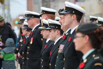 Hundreds gather at Windsor's cenotaph during a Remembrance Day ceremony on November 9, 2014. (Photo by Jason Viau)