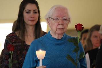 A ceremony remembering the 14 women killed in the Montreal Massacre was held in Chatham on December 6, 2014. (Photo by Jason Viau)