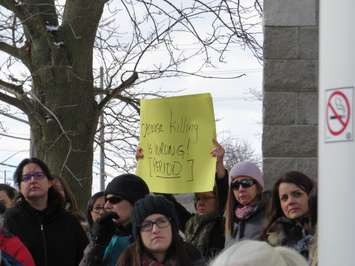 Londoners hold up signs of hope at solidarity rally at the London Muslim Mosque, January 30, 2017. (Photo by Miranda Chant, Blackburn News.)