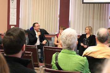 Mike Schreiner stops in Sarnia as part of his spring tour of southwestern Ontario. March 28, 2017 BlackburnNews.com photo by Meghan Bond