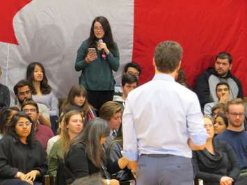Prime Minister Justin Trudeau listens to a question being asked at his London town hall meeting, January 11, 2018. (Photo by Miranda Chant, Blackburn News)