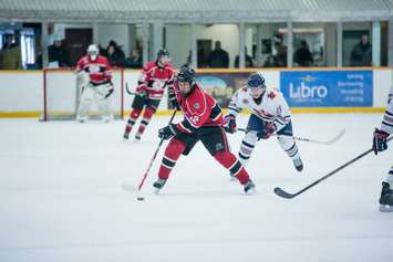 Stratford and Listowel square off in a Perth County battle during the 2014/15 season. (Courtesy of Listowel Cyclones)