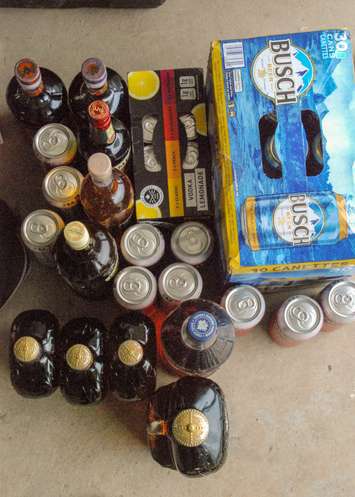 Stolen liquor found during a search at a home in London in late August 2022. Photo submitted by the Ontario Provincial Police. 