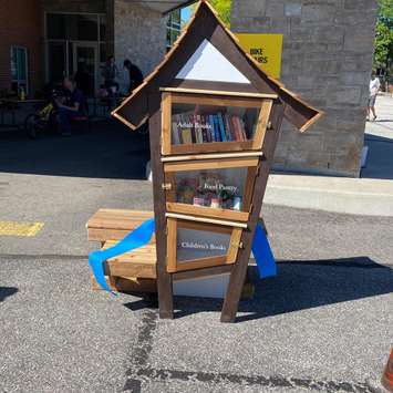 The Little Free Pantry & Library at the Grace Christian Reformed Church located at 255 Tweedsmuir Avenue west. (Photo courtesy of Free Help CK)