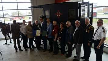 Local dignitaries celebrate the grand opening of the new Emergency Medical Services and OPP station in Forest. May 26, 2017 (Photo by Melanie Irwin)