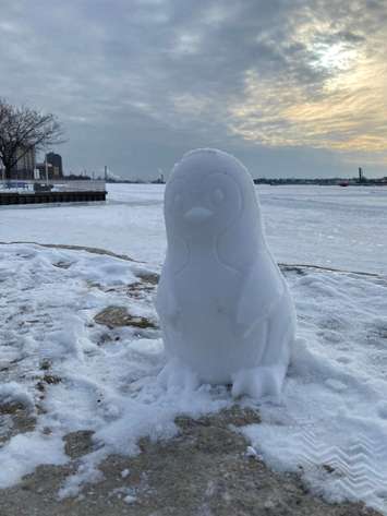 Snow penguin at Centennial Park. Blackburn Media photo by Melanie Irwin. 