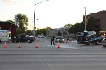 Emergency crews respond to a crash at the intersection of Huron Church Rd. and Tecumseh Rd. W, July 21, 2015. (Photo by Jason Viau)