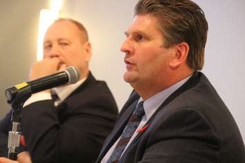 Windsor Regional Hospital CEO David Musyj at a townhall meeting at Windsor's Waterfront Hotel put on by the Downtown Windsor BIA on November 11, 2015. (Photo by Ricardo Veneza)