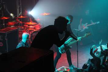 Canadian band Simple Plan on stage at the Olde Walkerville Theatre in a benefit concert presented by Blackburn Radio on February 17, 2016. (Photo by Ricardo Veneza)