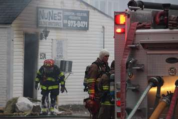 Windsor fire crews battle a blaze at 1574 Gladestone Ave., April 7, 2015. (Photo by Jason Viau)