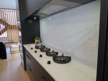 Burners in the open-concept kitchen at the Dream Lottery home at 1456 Byron Baseline Rd. (Photo by Miranda Chant, Blackburn News)