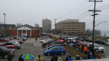 Hundreds of people lined up outside Sarnia Legion for the Catch The Ace draw. March 29, 2018. (Photo by Colin Gowdy, Blackburn News)