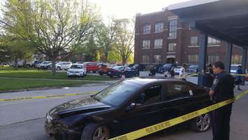 A staged crash in front of Great Lakes Secondary as part of Impact Day. May 17, 2018. (Photo by Colin Gowdy, BlackburnNews)