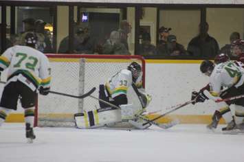 The Wallaceburg Lakers take on the Dresden Jr. Kings, October 30, 2015. (Photo courtesy of Jocelyn McLaughlin) 