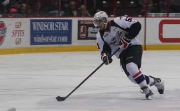 Windsor Spitfires Defenceman Jalen Chatfield, December 31, 2014. (Photo by Mike Vlasveld)