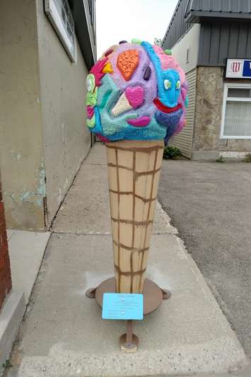 This cone was designed by artist Chris Smith, part of the 'I Scream, You Scream