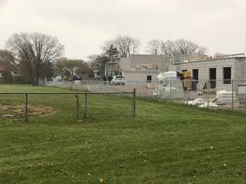 Windsor police on scene of an apparent industrial incident at a school under construction on Stillmeadow Road, Windsor, November 11, 2021. Photo by Adelle Loiselle/WindsorNewsToday.ca.