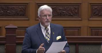 Chatham-Kent-Leamington MPP Rick Nicholls at the Ontario Legislature, October 4, 2017. (Photo courtesy of the Ontario Legislature via YouTube)
