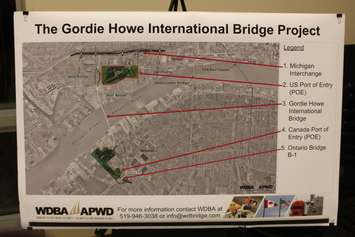 An aerial view of what the Gordie Howe International Bridge plazas will look like on both sides of the border, December 15, 2015. (Photo by Mike Vlasveld) 