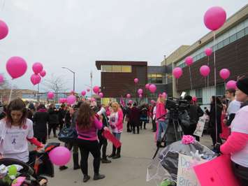 Roughly 100 people marched from Dundas St. to Rectory St. on November 27, 2017, in memory of Josie Glenn who was found murdered the previous month. (Photo by Miranda Chant, Blackburn News) 