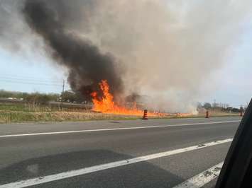 Grass fire spotted east of Highway 40. May 11, 2022. (Photo by Melissa Wray.)