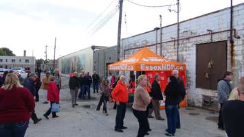 Supporters await NDP Leader Tom Mulcair who visited the Town of Essex on October 4, 2015. (Photo by Jake Kislinsky.)