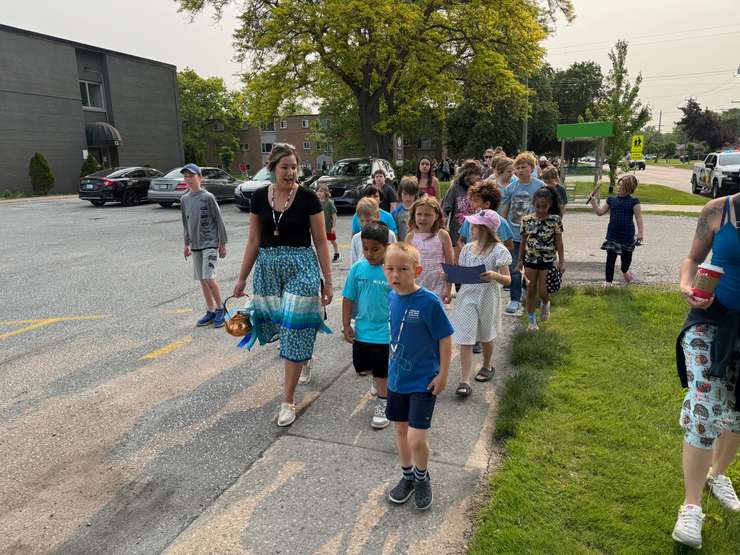 Students from Queen Elizabeth II participate in a joint water walk. June 3, 2025 Blackburn Media photo by Melanie Irwin