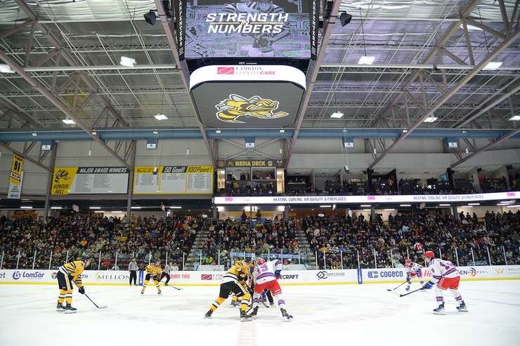 Sarnia Sting host Kitchener Rangers Sunday Dec, 3. Photo by Metcalfe Photography.