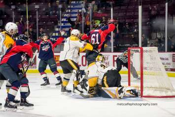 The Windsor Spitfires take on the Sarnia Sting, March 29, 2018. (Photo courtesy of Metcalfe Photography)