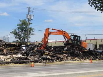 Only rubble remains after fire torn through the former Hook's Restaurant at Wharncliffe and Southdale, May 30, 2018. (Photo by Miranda Chant, Blackburn News) 