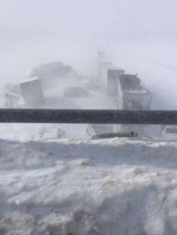 A multi-vehicle crash in poor weather closed a section of Hwy. 402 Feb 12-15 (Photo by Troy Adams)