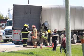 A truck fire on Bloomfield Rd. near Hwy. 401, April 6, 2016 (Photo by Jake Kislinsky)